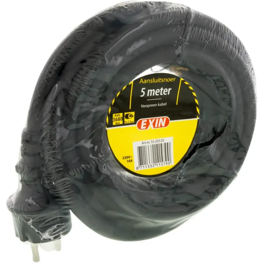 Aansluitsnoer 3x1.5mm² Neopreen 5 Meter Zwart