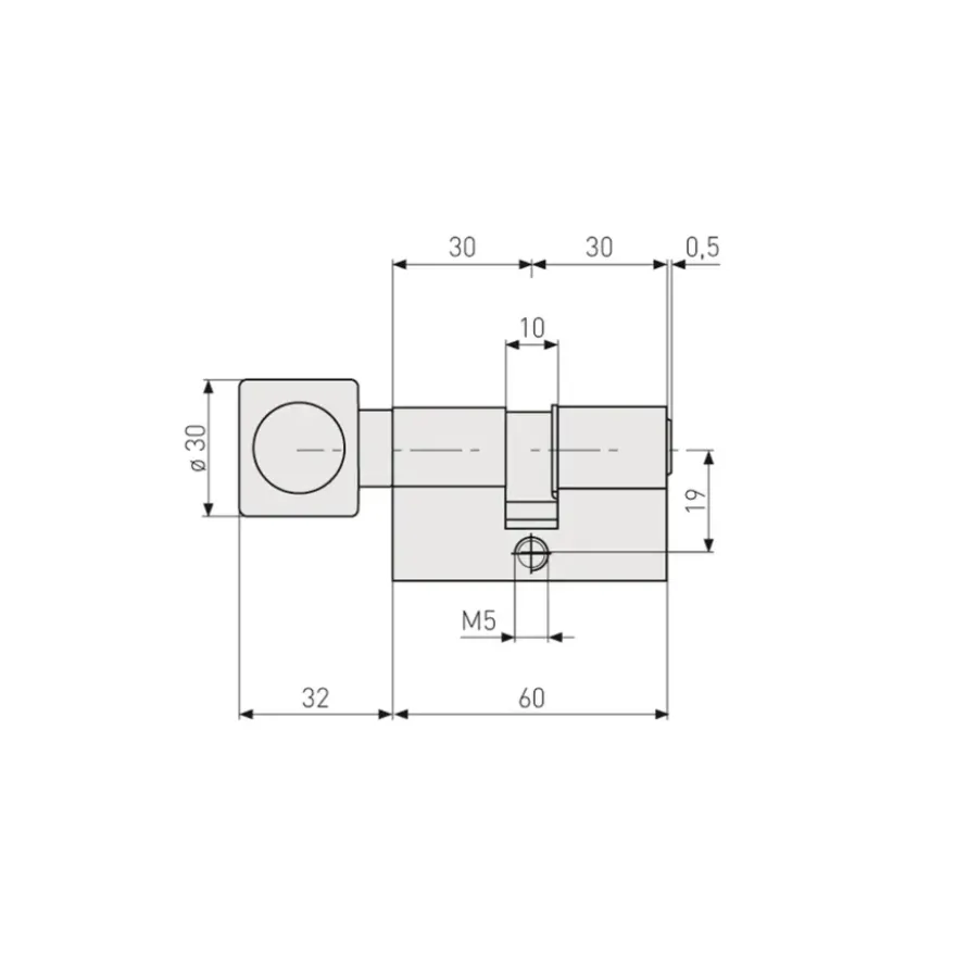 Abus knopcilinder KE60NP High Security 30/30 mm