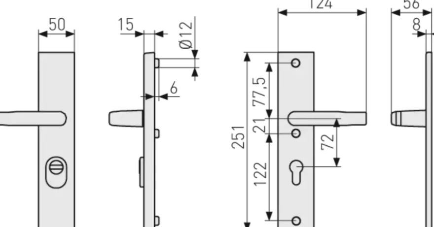 Abus veiligheidsbeslag LSZS 72 mm F1 met doorlopende deurkruk SKG***