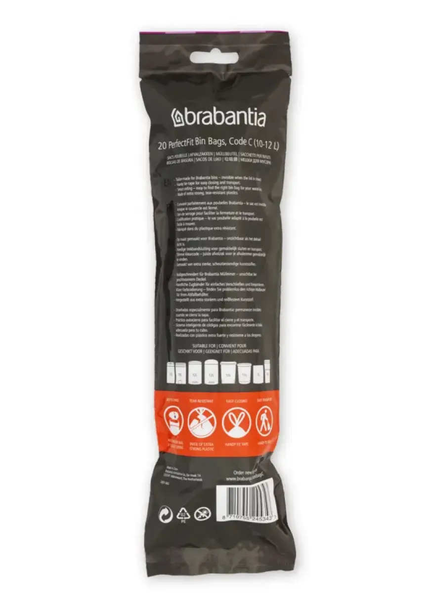 Afvalzak met trekbandsluiting 'PerfectFit' C, 10-12 liter (20 stuks/rol)