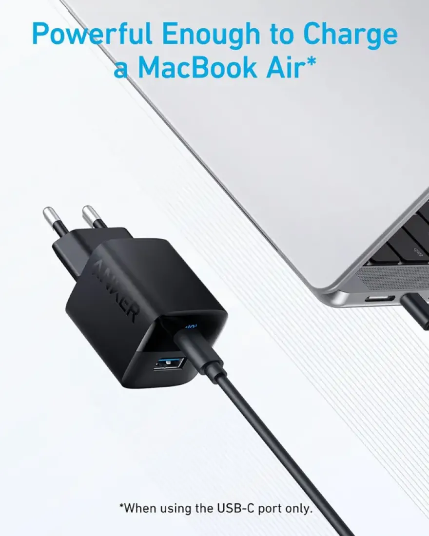 Anker 323 USB-C dual snellader zwart