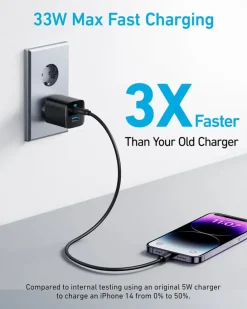 Anker 323 USB-C dual snellader zwart