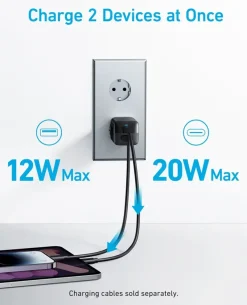 Anker 323 USB-C dual snellader zwart