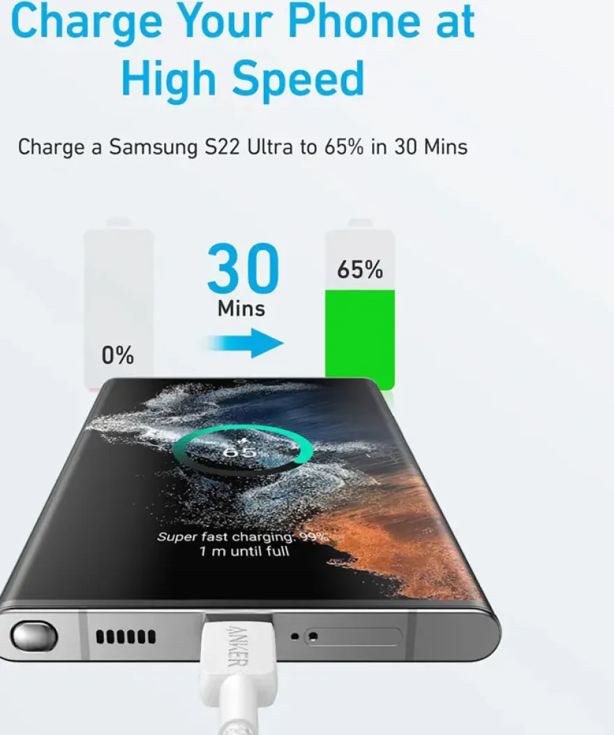 Anker 322 USB-C naar USB-C kabel snelladen 2 m wit