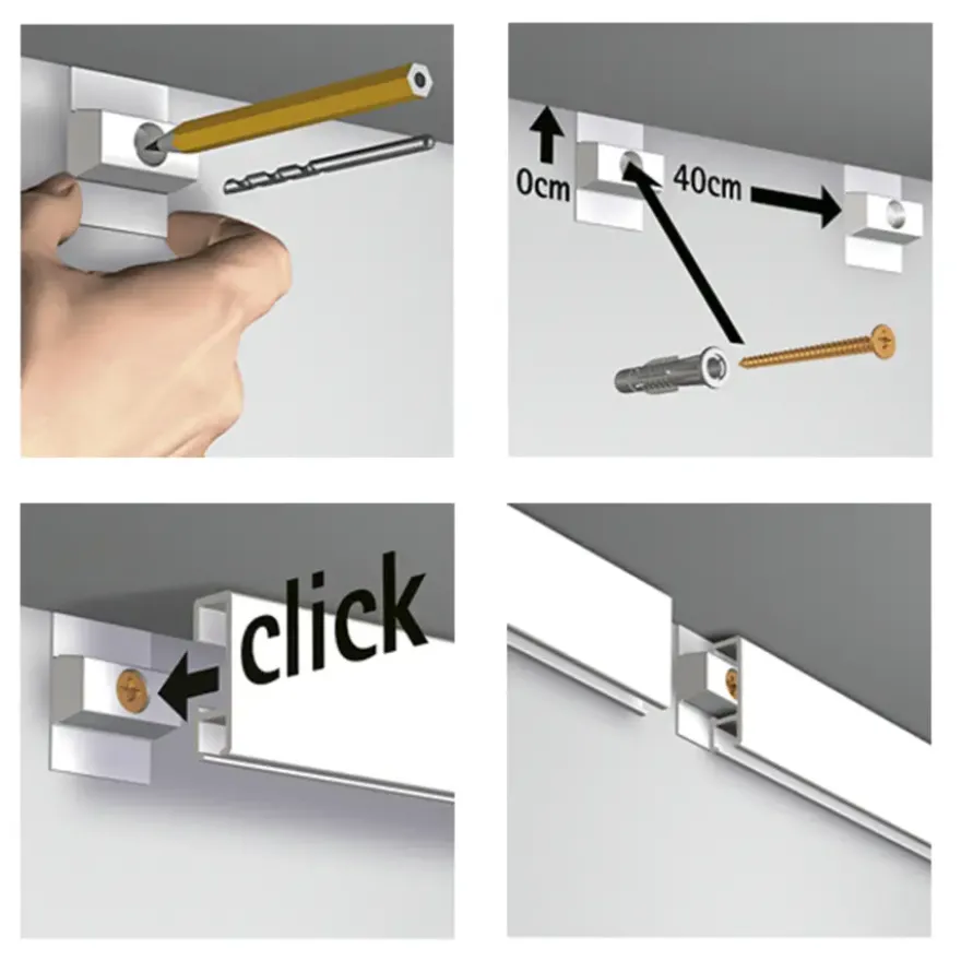 Artiteq Click Rail schilderij ophangsysteem compleet 6 meter wit RAL 9016 overschilderbaar