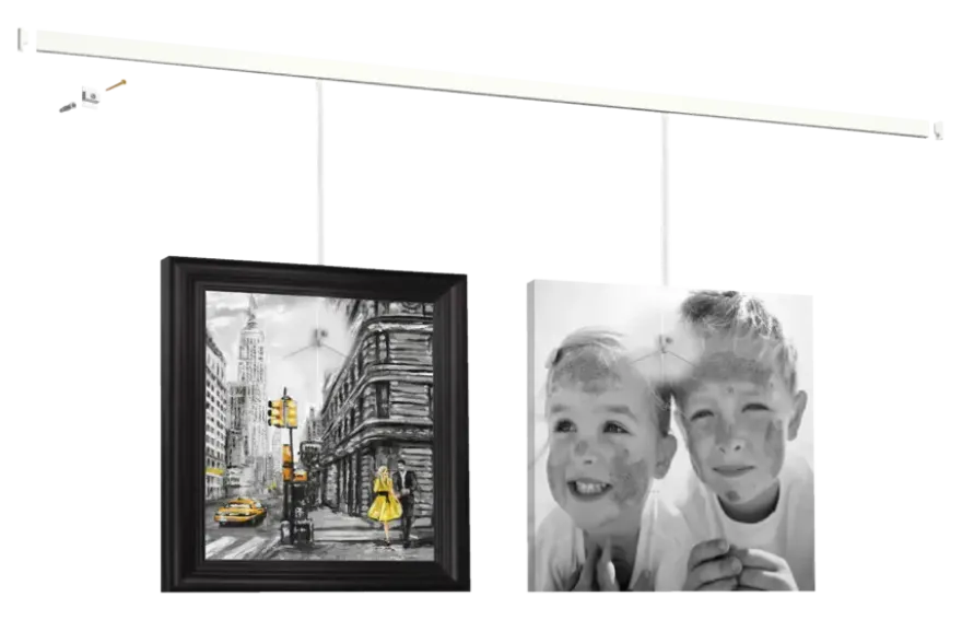Artiteq Click Rail schilderij ophangsysteem compleet 4 meter wit RAL 9016 overschilderbaar