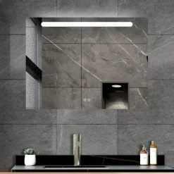 Atlantic badkamerspiegel Delon met verlichting rechthoek 60 x 80 cm chroom
