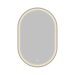 Atlantic badkamerspiegel Dona met verlichting ovaal 90 x 60 cm chroom - met zwarte aluminium rand