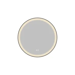 Atlantic badkamerspiegel Janessa met verlichting rond ø 60 cm chroom - met zwarte aluminium rand