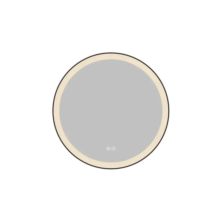 Atlantic badkamerspiegel Janessa met verlichting rond ø 60 cm chroom - met zwarte aluminium rand