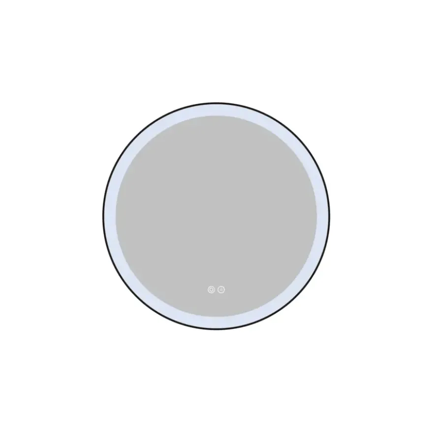 Atlantic badkamerspiegel Janessa met verlichting rond ø 60 cm chroom - met zwarte aluminium rand