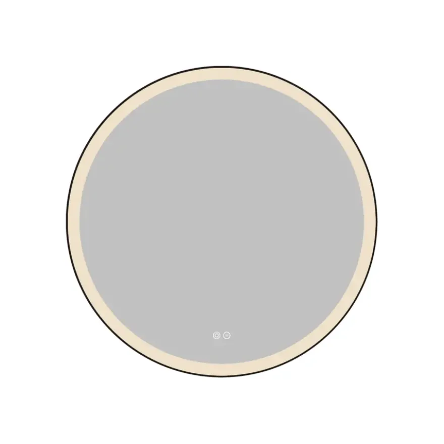 Atlantic badkamerspiegel Janessa met verlichting rond ø 80 cm chroom - met zwarte aluminium rand