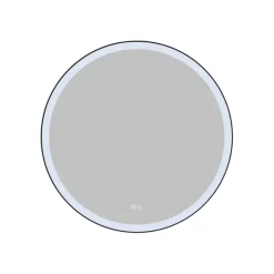 Atlantic badkamerspiegel Janessa met verlichting rond ø 80 cm chroom - met zwarte aluminium rand