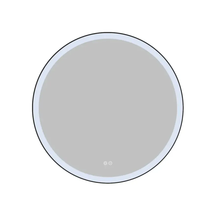 Atlantic badkamerspiegel Janessa met verlichting rond ø 80 cm chroom - met zwarte aluminium rand