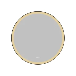 Atlantic badkamerspiegel Janessa met verlichting rond ø 80 cm chroom - met zwarte aluminium rand