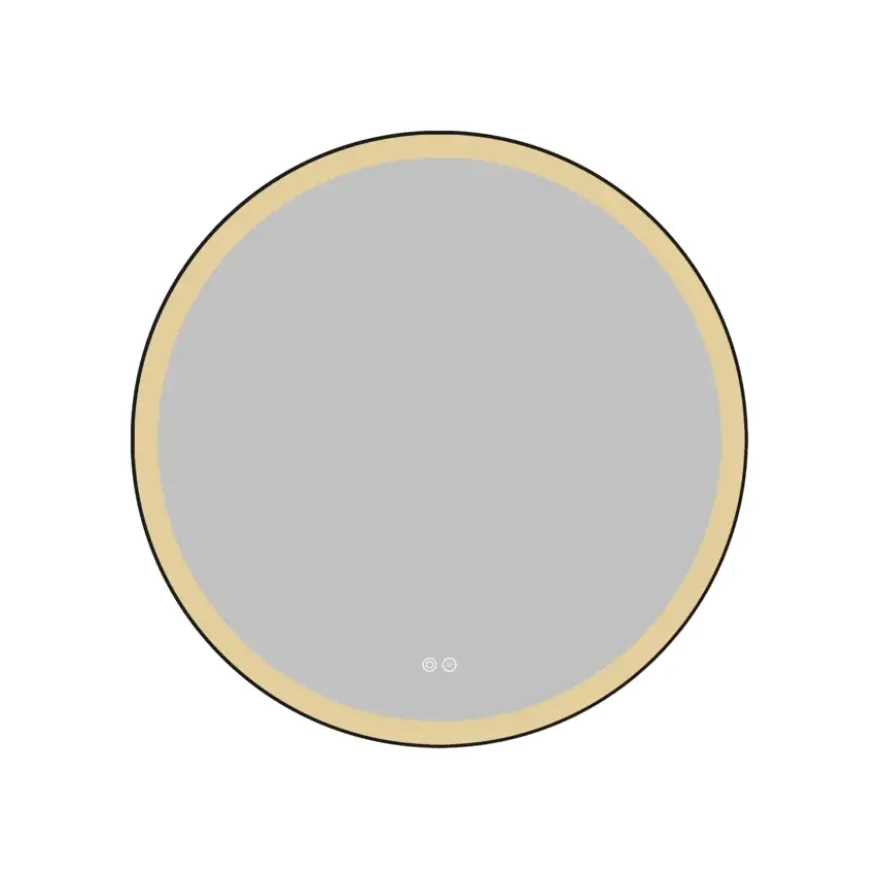 Atlantic badkamerspiegel Janessa met verlichting rond ø 80 cm chroom - met zwarte aluminium rand