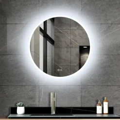 Atlantic badkamerspiegel Jeron met verlichting rond ø 60 cm chroom