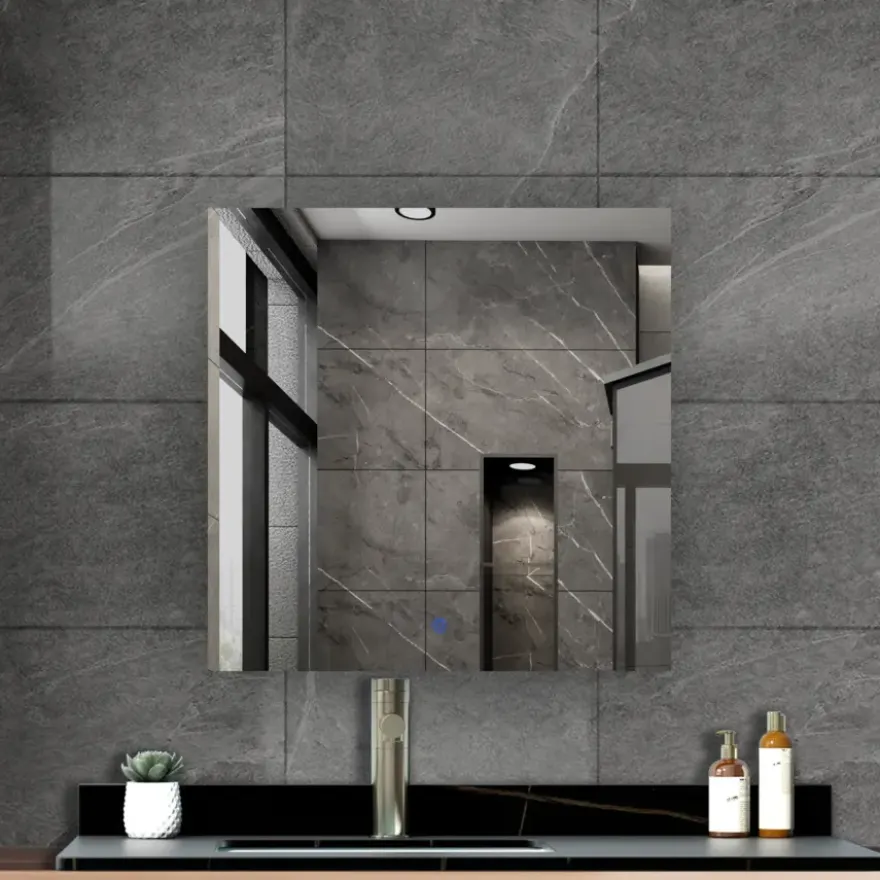 Atlantic badkamerspiegel Macy met verlichting vierkant 60 x 60 cm chroom