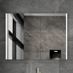 Atlantic badkamerspiegel Taylan met verlichting rechthoek 60 x 80 cm chroom