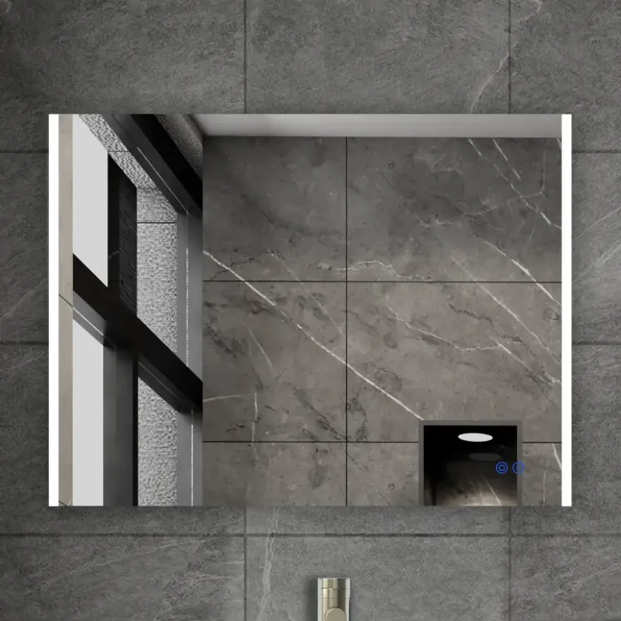 Atlantic badkamerspiegel Taylan met verlichting rechthoek 60 x 80 cm chroom