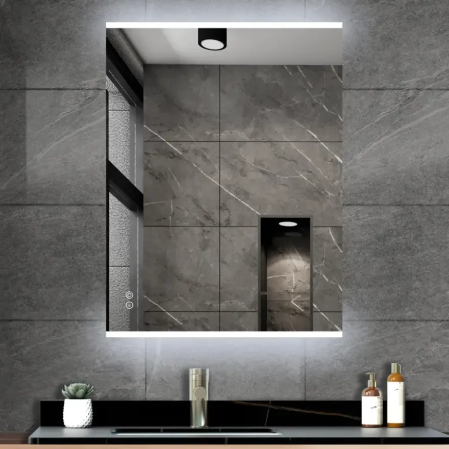 Atlantic badkamerspiegel Taylan met verlichting rechthoek 60 x 80 cm chroom
