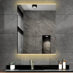 Atlantic badkamerspiegel Taylan met verlichting rechthoek 60 x 80 cm chroom