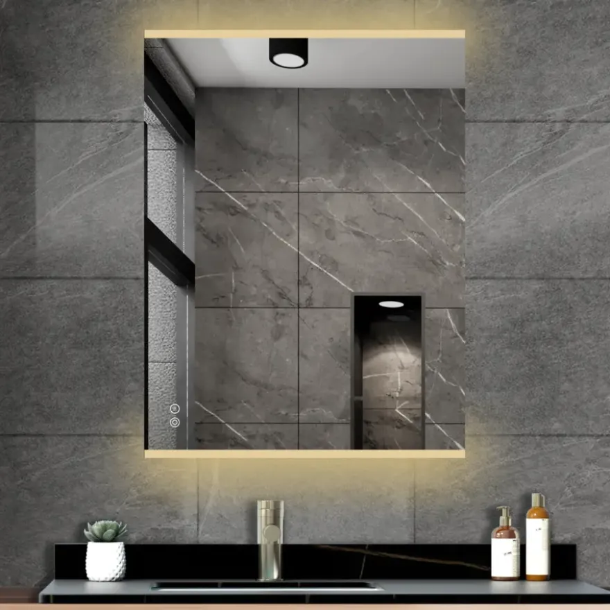 Atlantic badkamerspiegel Taylan met verlichting rechthoek 60 x 80 cm chroom