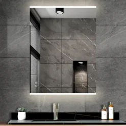 Atlantic badkamerspiegel Taylan met verlichting rechthoek 60 x 80 cm chroom