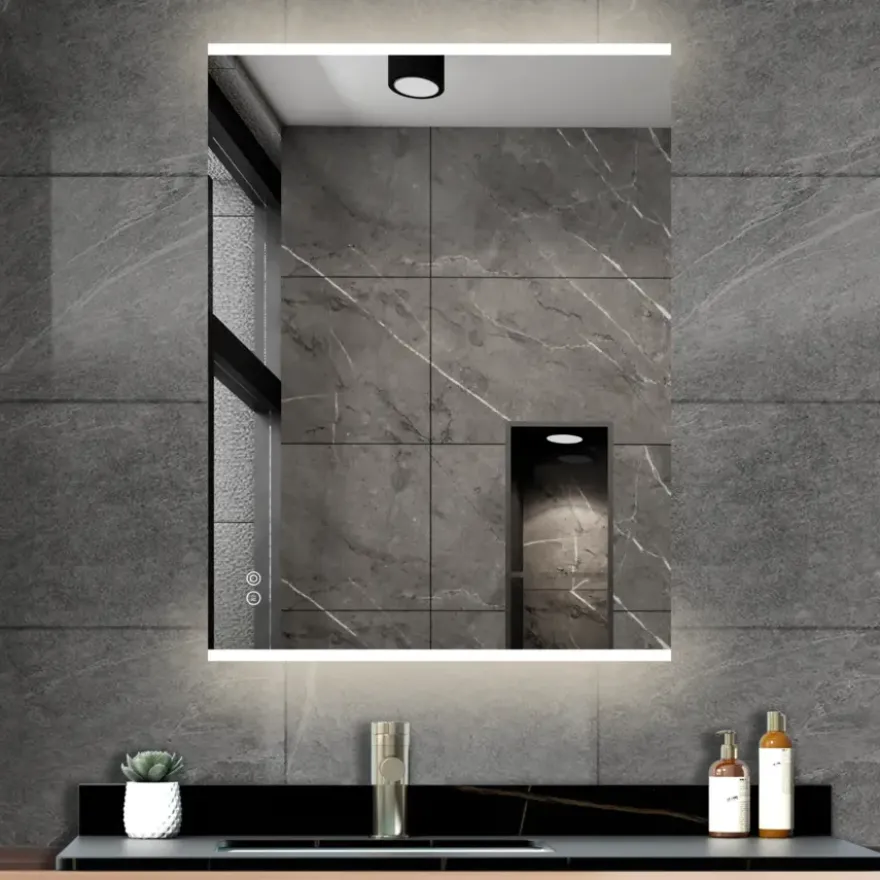 Atlantic badkamerspiegel Taylan met verlichting rechthoek 60 x 80 cm chroom