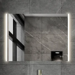 Atlantic badkamerspiegel Taylan met verlichting rechthoek 60 x 80 cm chroom