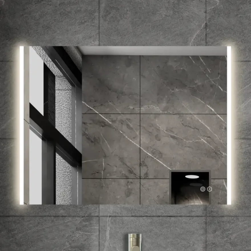 Atlantic badkamerspiegel Taylan met verlichting rechthoek 60 x 80 cm chroom