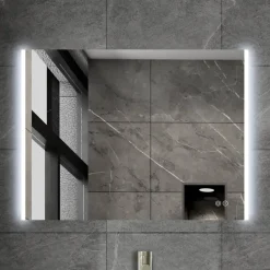 Atlantic badkamerspiegel Taylan met verlichting rechthoek 60 x 80 cm chroom