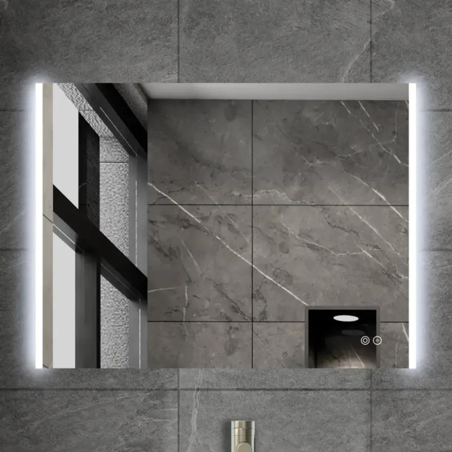 Atlantic badkamerspiegel Taylan met verlichting rechthoek 60 x 80 cm chroom