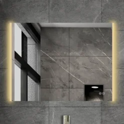 Atlantic badkamerspiegel Taylan met verlichting rechthoek 60 x 80 cm chroom