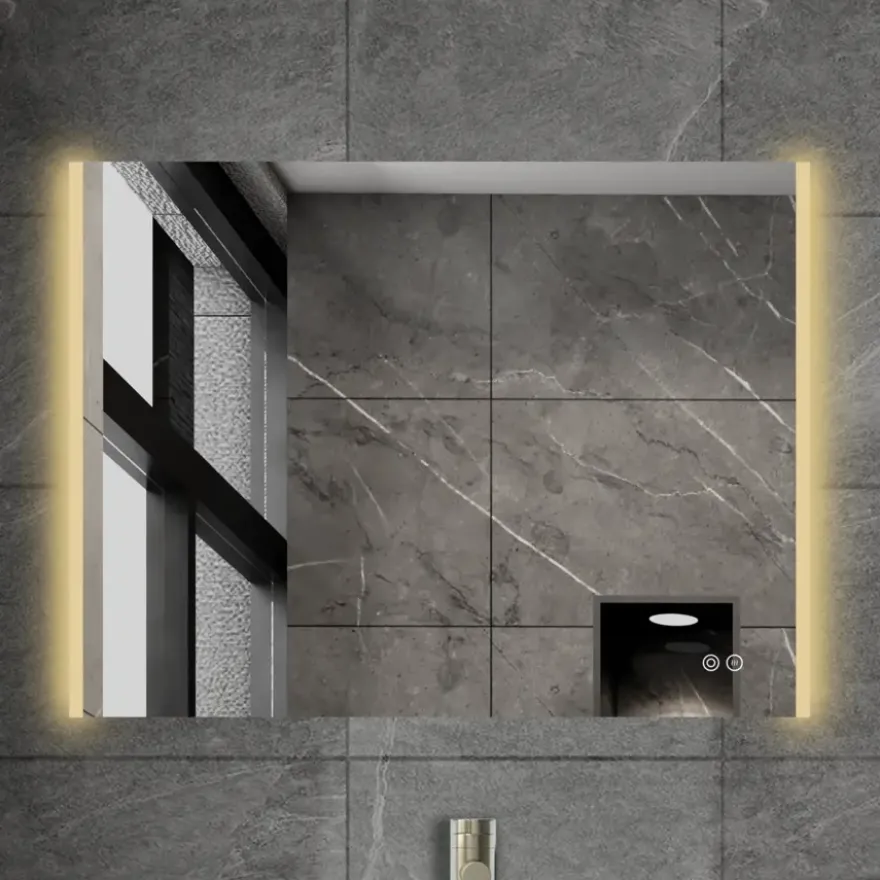 Atlantic badkamerspiegel Taylan met verlichting rechthoek 60 x 80 cm chroom