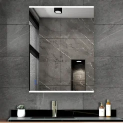 Atlantic badkamerspiegel Taylan met verlichting rechthoek 60 x 80 cm chroom