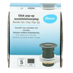 Atlantic Click pop-up wastafelafvoerplug Zwart