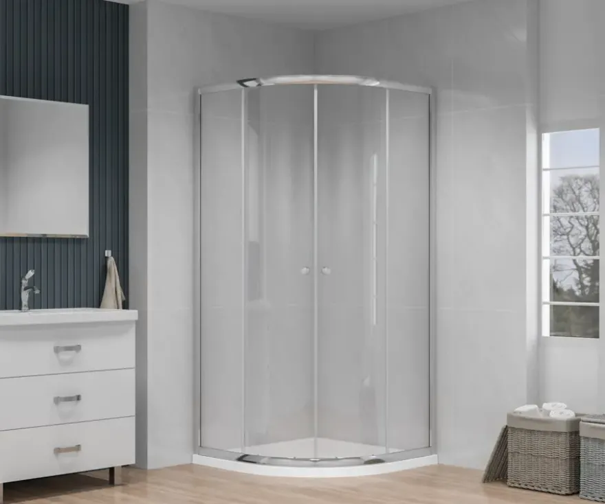 Atlantic douchecabine Silas met schuifdeur zilver kwartrond 90 x 90 cm