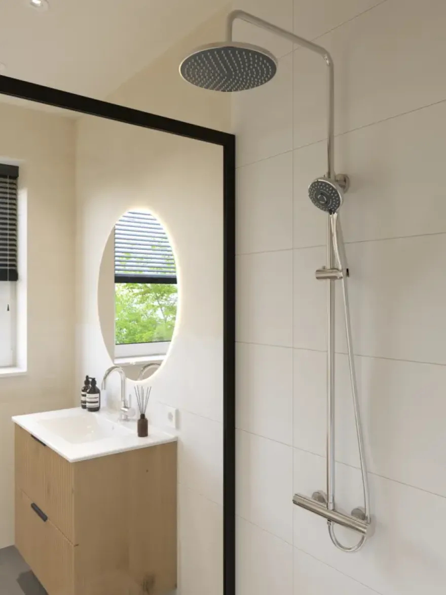 Atlantic regendoucheset Asher met handdouche 3 standen en thermostaatkraan chroom - hartafstand kraan 15 cm