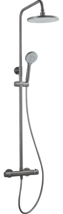 Atlantic regendoucheset Asher met handdouche 3 standen en thermostaatkraan gunmetal - hartafstand kraan 15 cm