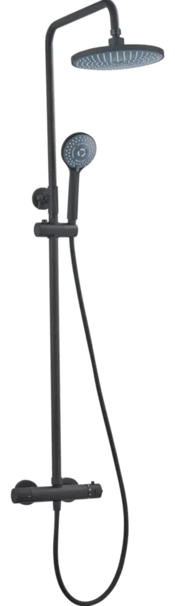 Atlantic regendoucheset Asher met handdouche 3 standen thermostaatkraan zwart - hartafstand kraan 12 cm