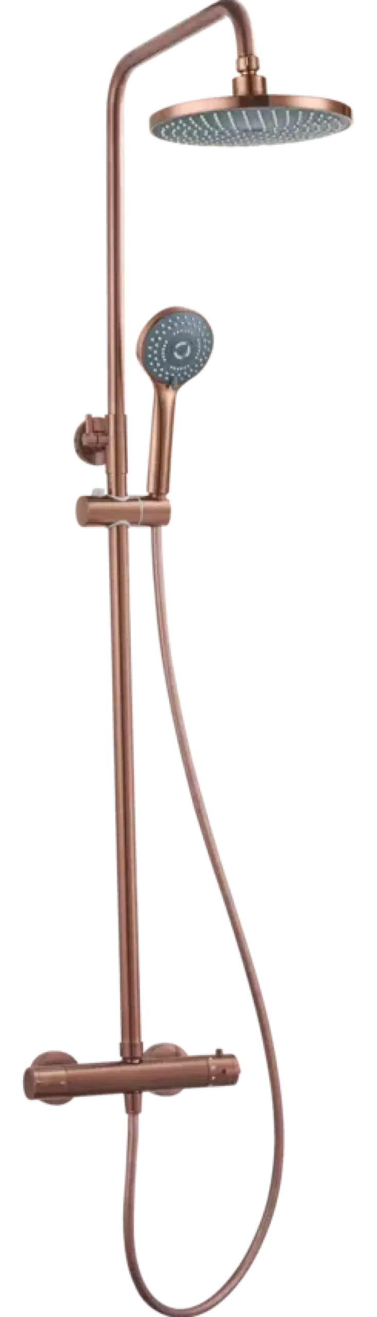 Atlantic regendoucheset Asher met handdouche 3 standen en thermostaatkraan koper - hartafstand kraan 15 cm