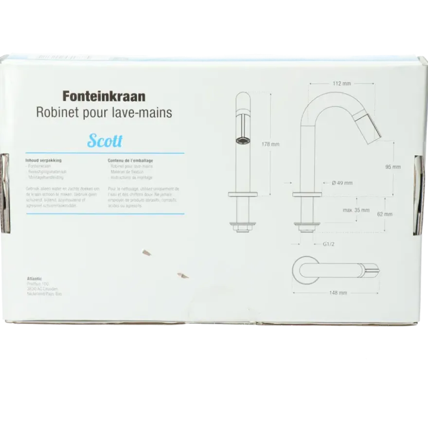 Atlantic Scott 1-knops fonteinkraan Zwart