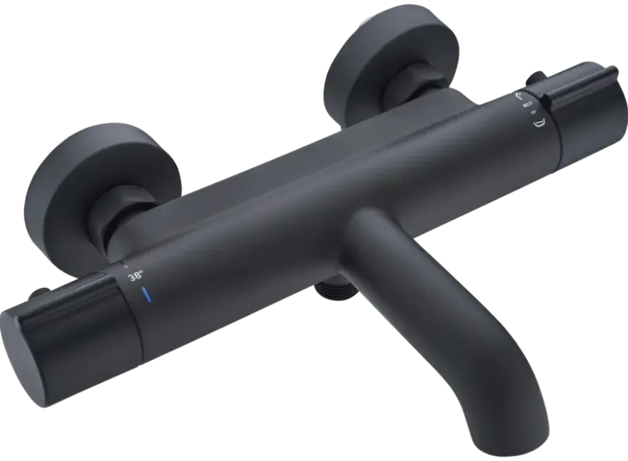 Atlantic thermostatische badkraan Colin zwart 15 cm