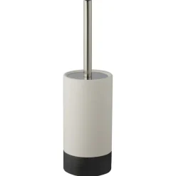Atlantic toiletborstelgarnituur keramiek met ribbels Wit/Antraciet