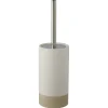 Atlantic toiletborstelgarnituur keramiek met ribbels Wit/Zand