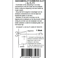 ATZ Insteekslot badkamerslot/wc-slot met RVS voorplaat Doorn 50mm