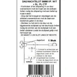 ATZ Insteekslot dag- /nachtslot met witte voorplaat Doorn 50mm