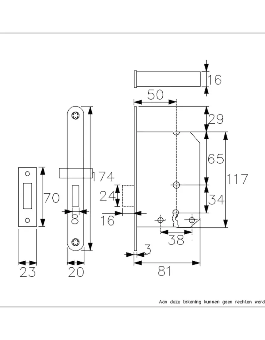 AXA deurslot kastslot model 7115 sl met zwarte voorplaat inclusief sluitplaat en sleutels sl55
