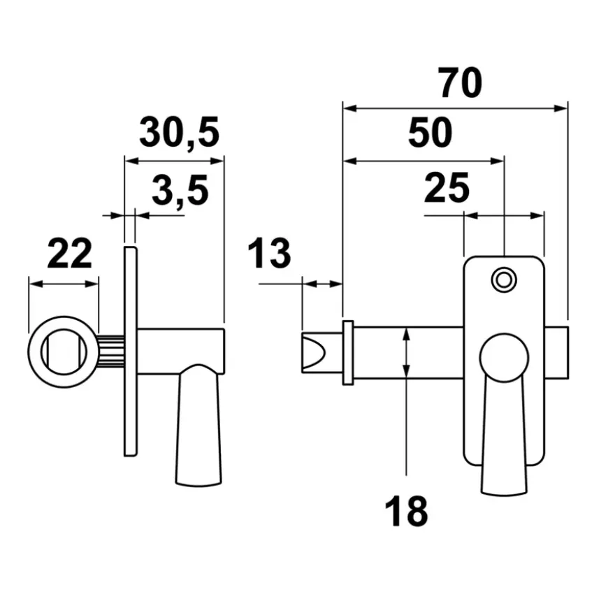 AXA inboorgrendel doornmaat 50mm zwart incl sluitkom